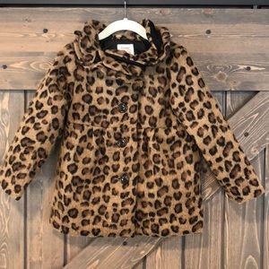 EUC Girls Leopard Wool Jacket 4T Old Navy